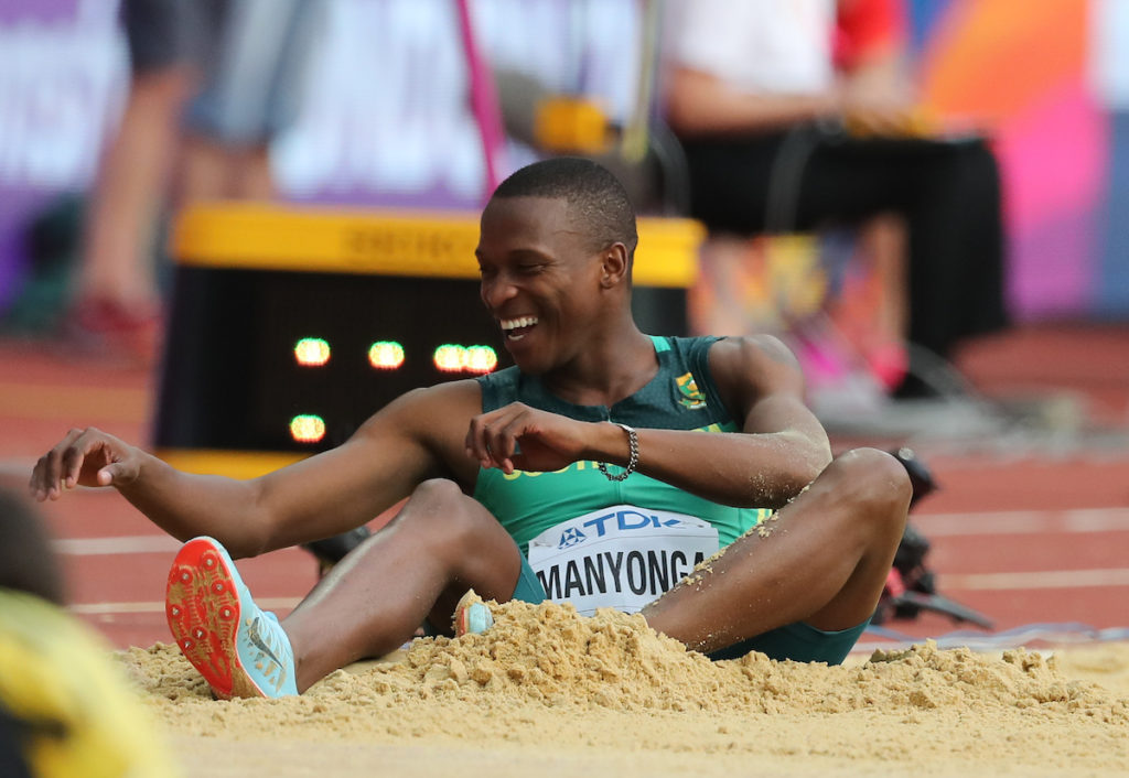 LONDON, ENGLAND - AUGUST 04: Luvu Manyonga of South Africa in the mens long jump qualification during day 1 of the 16th IAAF World Athletics Championships 2017 at The Stadium, Queen Elizabeth Olympic Park on August 04, 2017 in London, England. (Photo by Roger Sedres/ImageSA/Gallo Images)