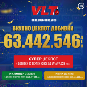 Видеолотарија Касинос Австрија исплати над милион евра за ВЛТ ЏЕКПОТ добивки во август